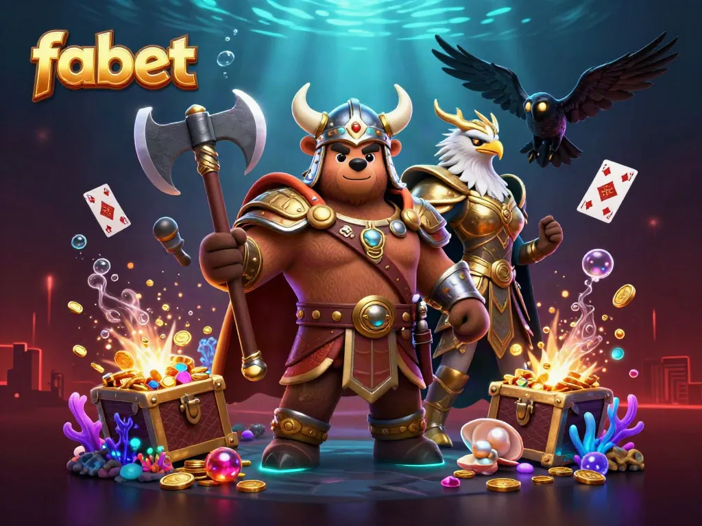 Engage with fabet's exciting gaming adventure, showcasing vibrant characters and casino elements.