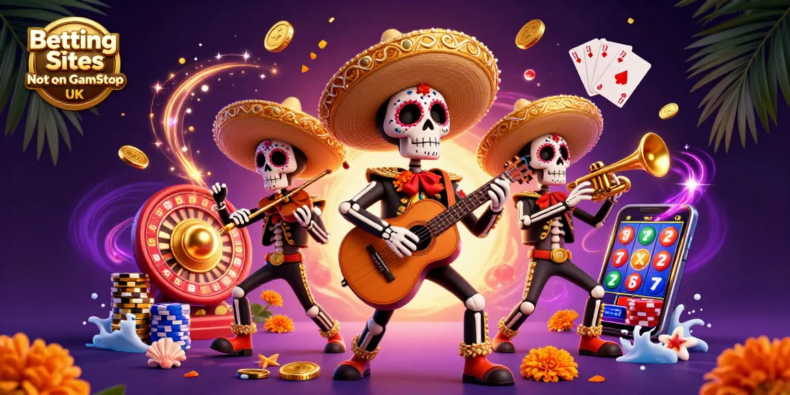 Experience Betting Sites Not on GamStop UK with vibrant casino elements and dynamic characters.