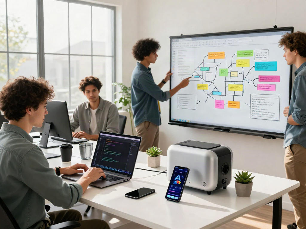 Dynamic tech workspace showcasing spicy ai development with diverse engineers collaborating on innovative software projects.