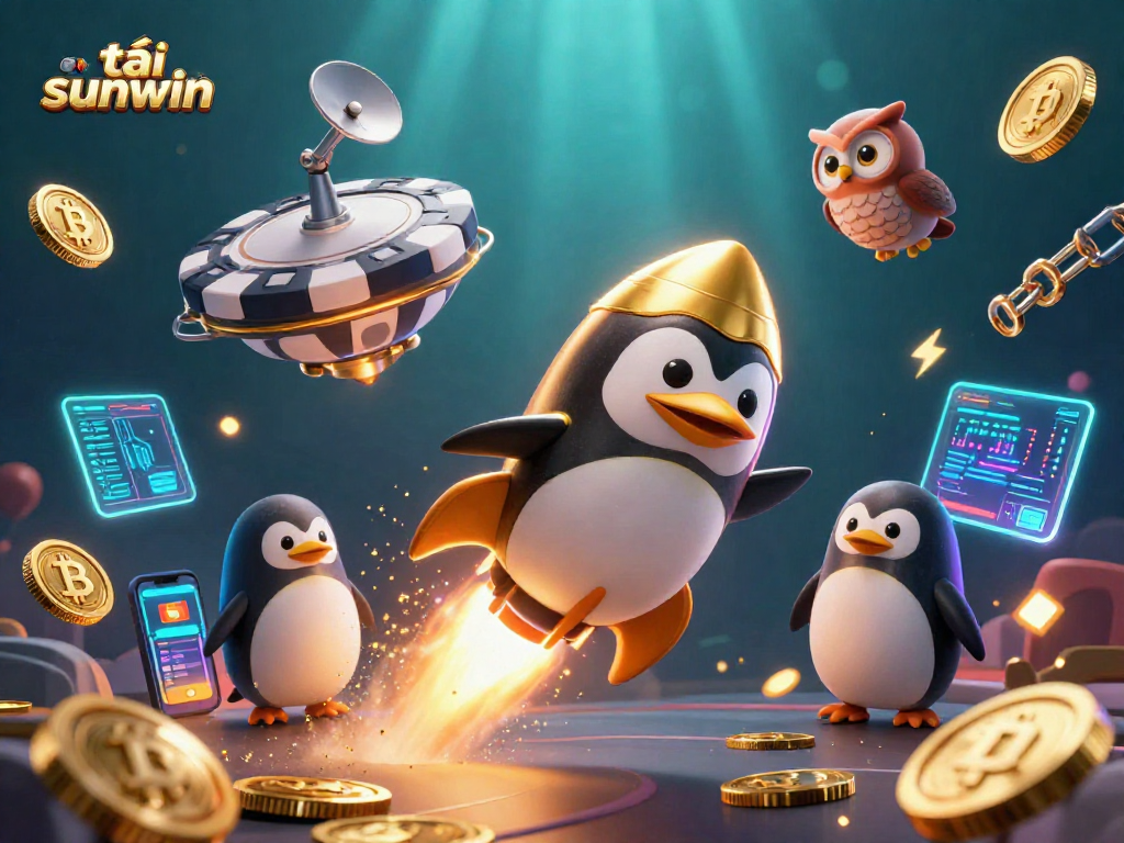 Engage players by downloading tải sunwin and unlocking exciting casino adventures with a penguin navigating space.